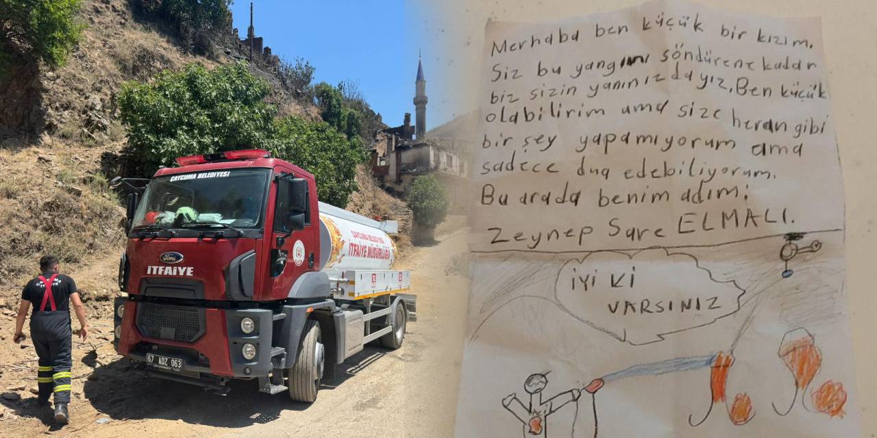 Yangın bölgesinde kız çocuğu itfaiye ekibini duygulandırdı