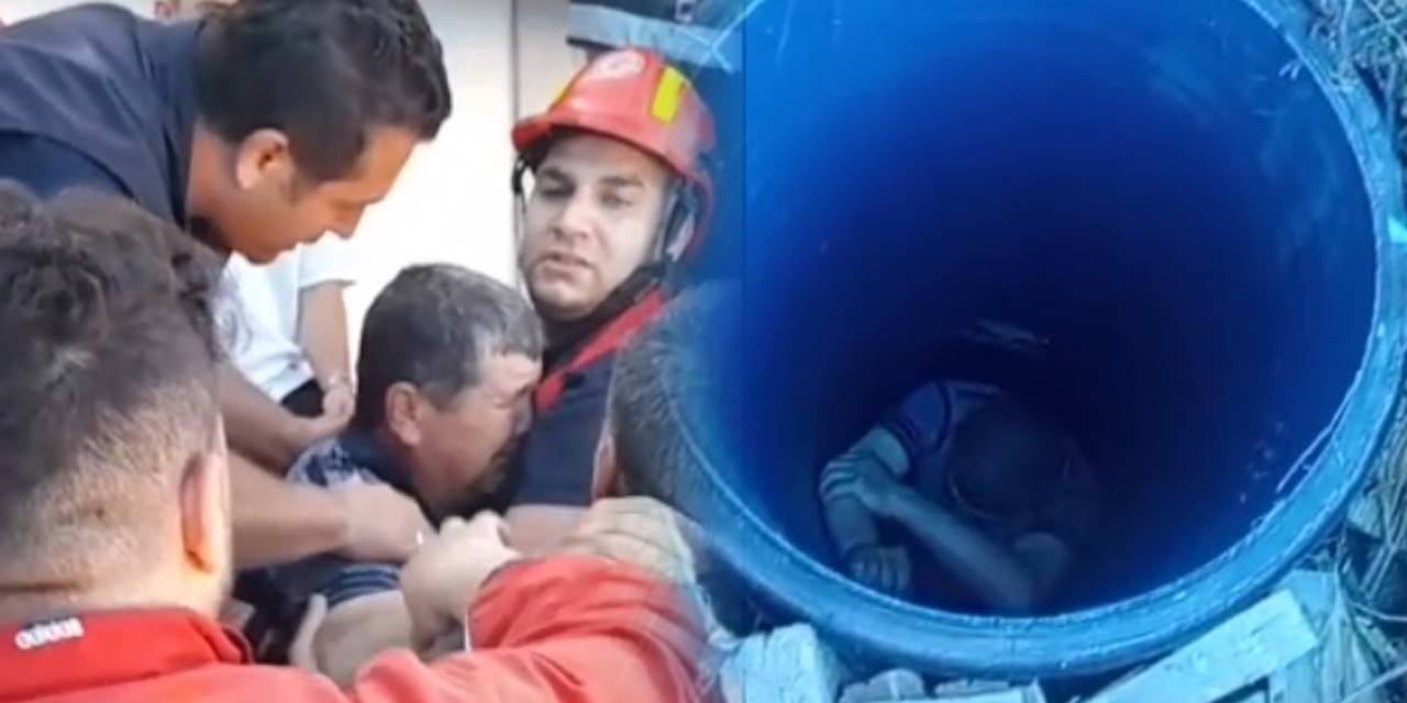 Kuyuya düşen işitme engelli kişi kurtarıldı: İtfaiye personeline sarılıp ağladı
