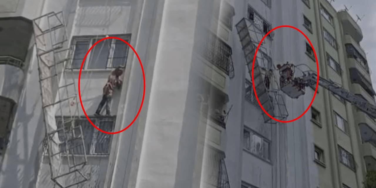 Adana’da metrelerce yüksekte ölümle burun buruna!