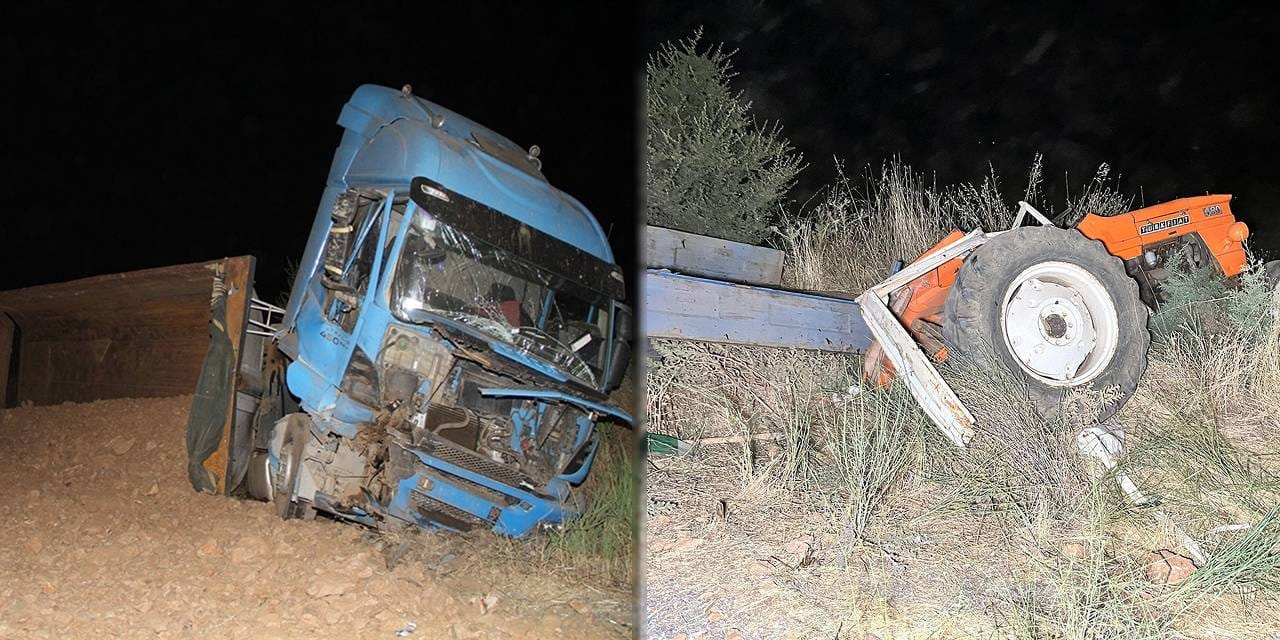 Kamyonun çarptığı traktörün sürücüsü yola savruldu: 1 ölü 1 yaralı