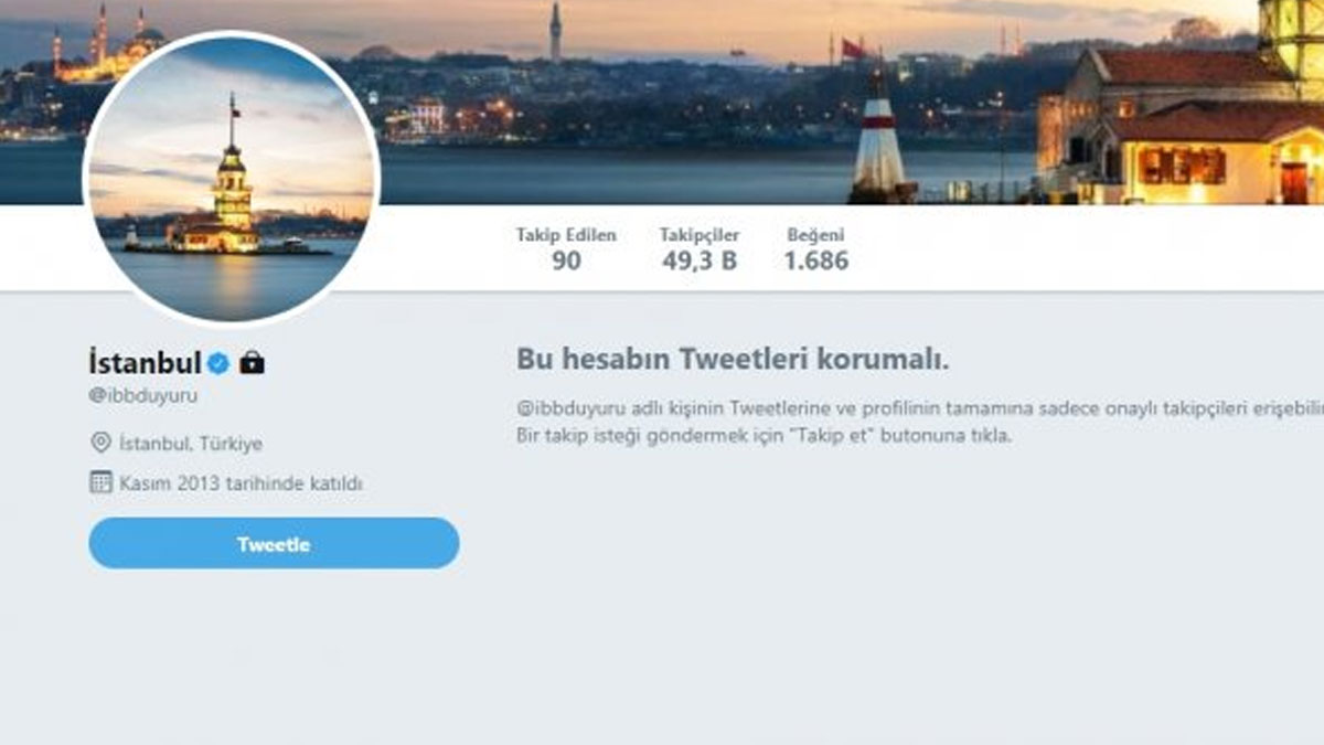 İBB Duyuru'nun Twitter hesabı 'gizli hesap' olarak değiştirildi