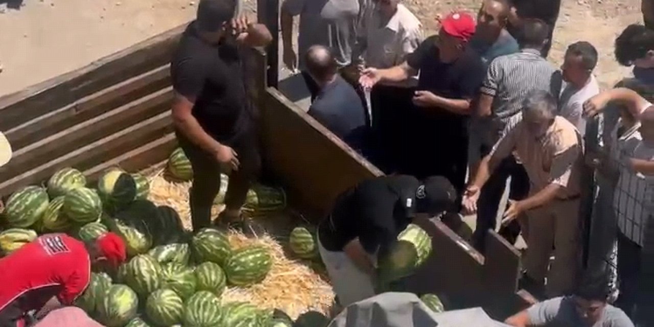 12 ton karpuz 20 dakikada bitti