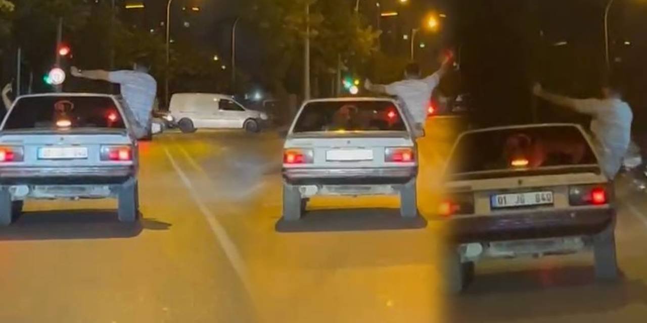Adana’da trafikte tehlikeli dans!