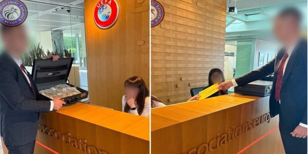 UEFA'ya bir çanta para götürdüler: Hepsi sahte çıktı