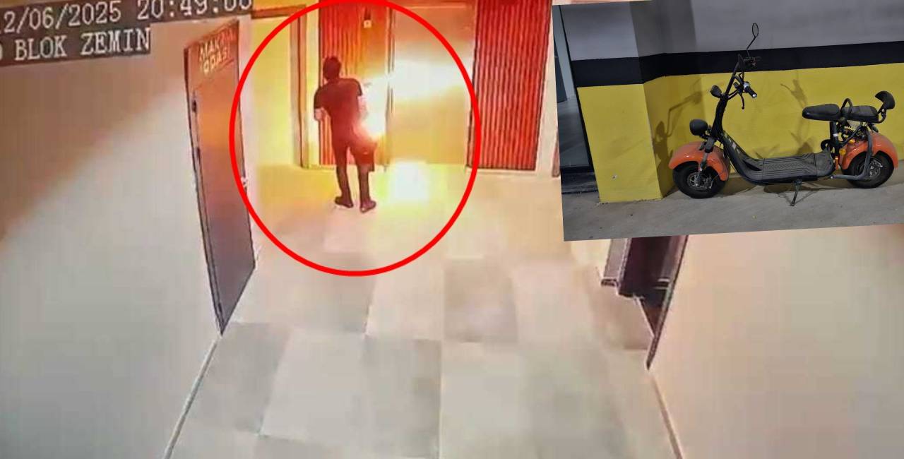 Elektrikli sukuterin bataryası elinde patladı!