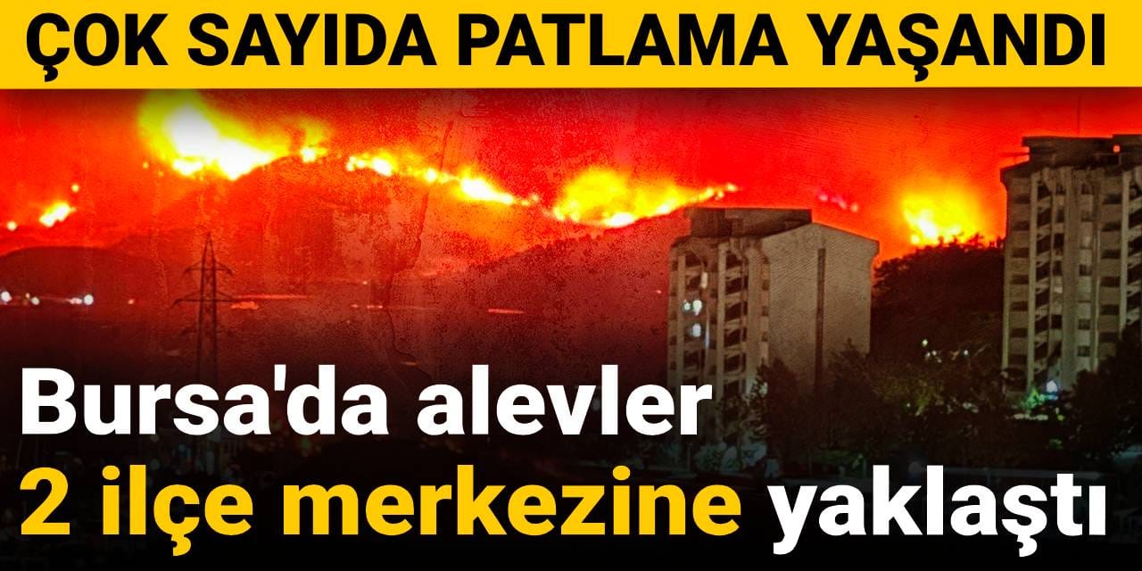 Bursa'da alevler 2 ilçe merkezine yaklaştı: Çok sayıda patlama yaşandı