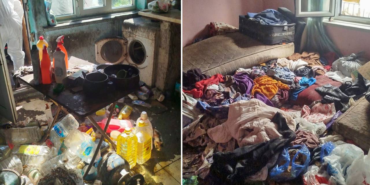 Eskişehir'de bir evden 2 buçuk ton çöp çıkarıldı