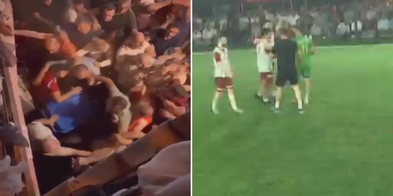 Rize'de amatör maçta ortalık savaş alanına döndü: Onlarca kişi birbirine girdi!