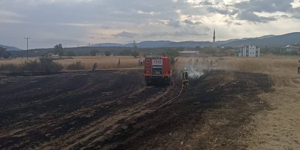 Kopan elektrik telleri anız yangını çıkardı