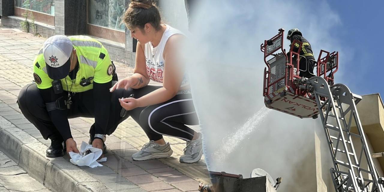 Çanakkale’de korkutan yangın! Yavru kediyi polis kurtardı
