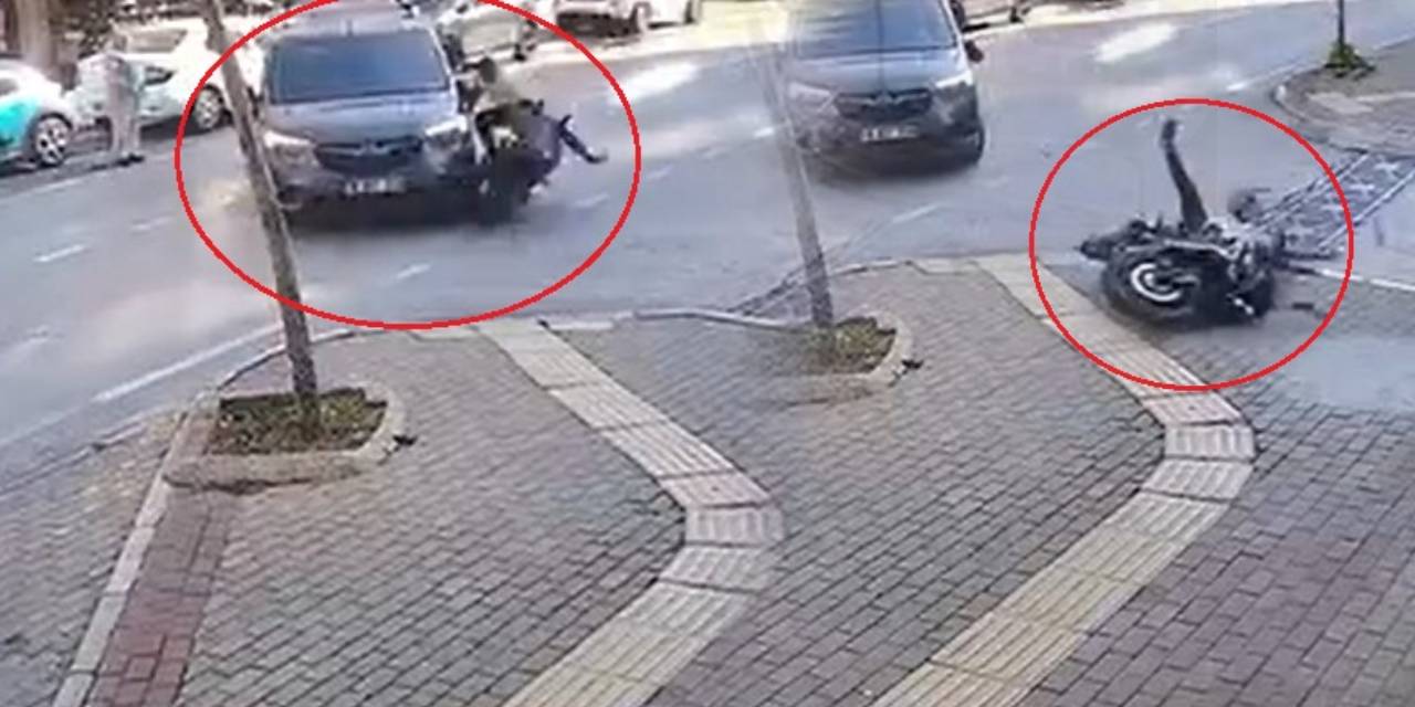 Sinyal vermeden dönüş yaptı! Arkasından gelen motosikletli ölümden döndü