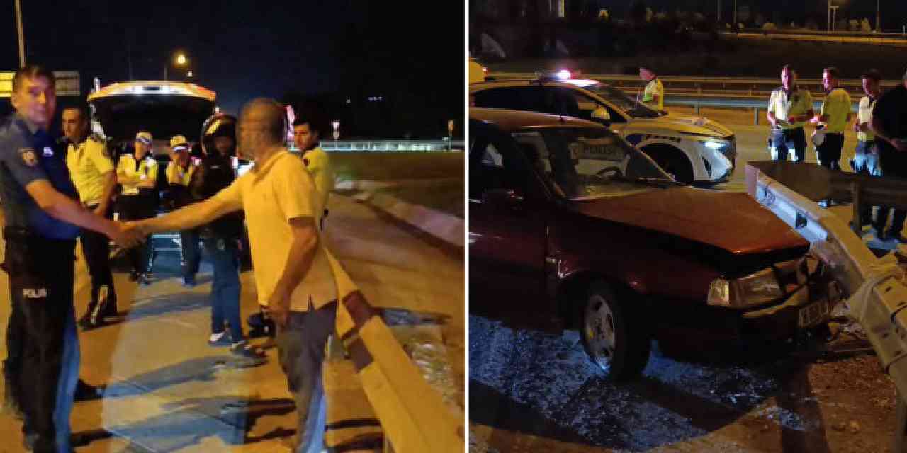 Alkollü sürücü bariyere çarptı: Binlerce lira ceza kesildi