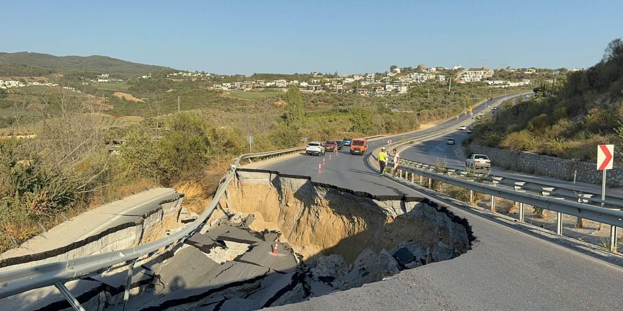 Söke-Kuşadası karayolu çöktü! Yol ulaşıma kapatıldı
