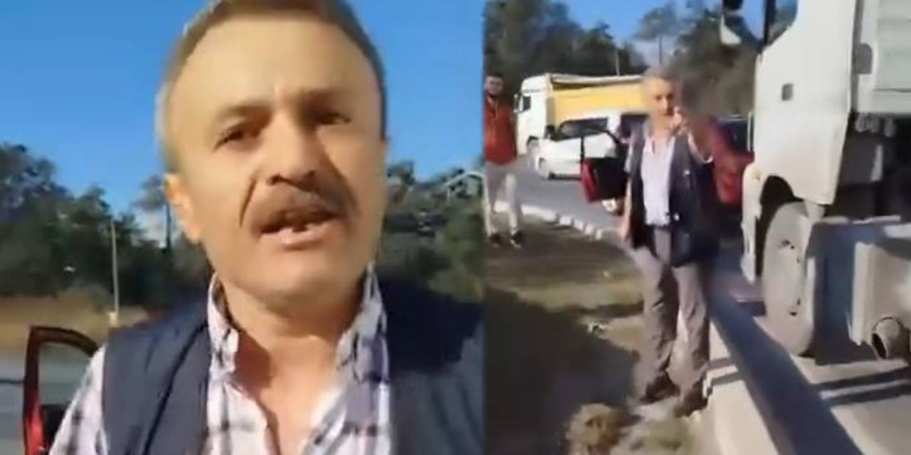 Tartıştığı kamyon şoförünü bıçakla tehdit etti! Korkunç anlar kamerada
