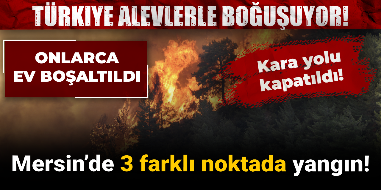 Türkiye alevlerle boğuşuyor! Mersin’de 3 farklı noktada yangın