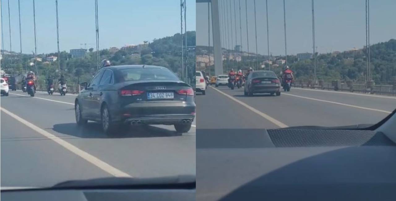 Köprüde trafik polisleri tehlike saçtı