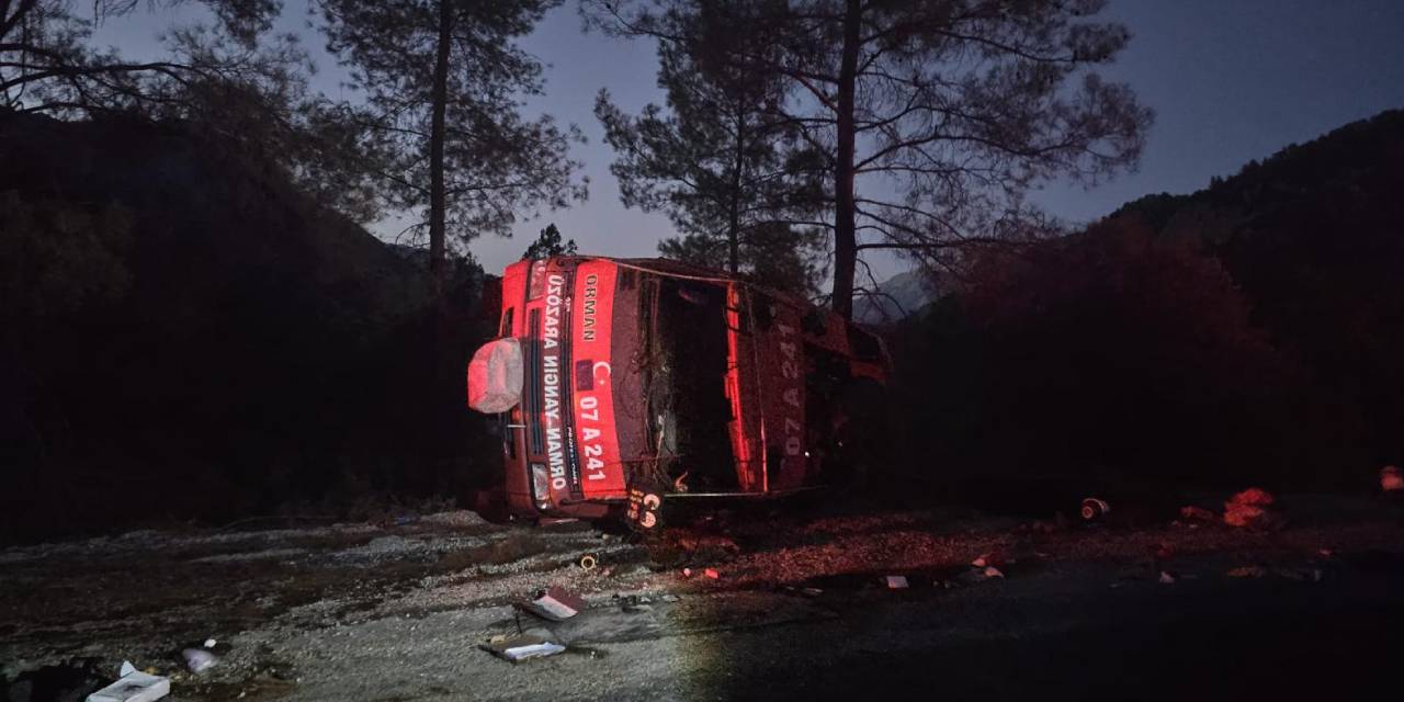 Orman yangınına giden arazöz devrildi! 2 yaralı
