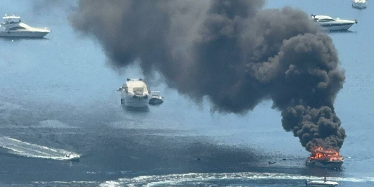 Bodrum’da büyük panik! Tekne alev alev yandı