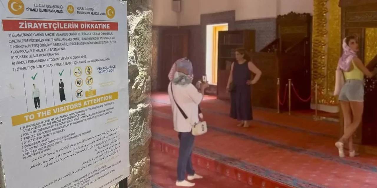 Tarihi camide çirkin görüntüler tepki çekti! 4 ayrı dilde yapılan uyarı da çözüm olmadı