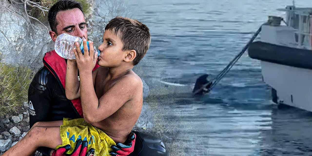 Batan tekneden mucize kurtuluş! İki çocuk kayalıklara kadar yüzmüş