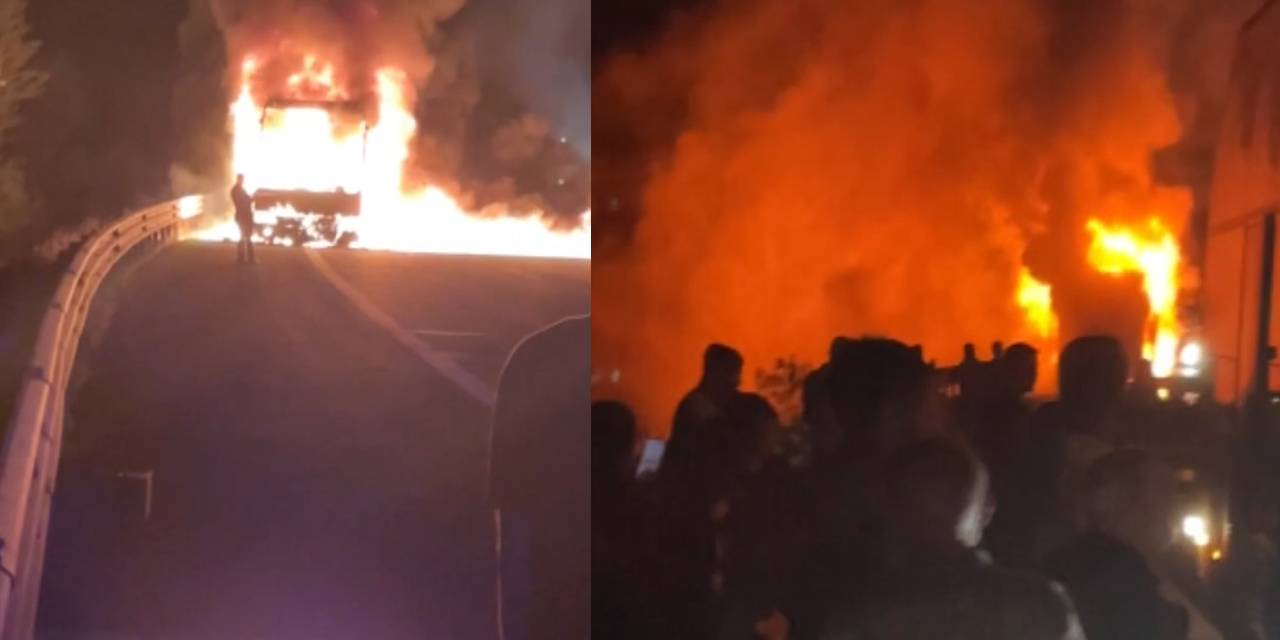 36 kişi ölümden döndü! Yolcu otobüsü alev alev yandı