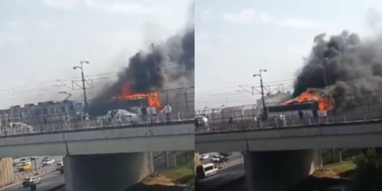 Son Dakika | Sultangazi'de yolcu otobüsü alev aldı