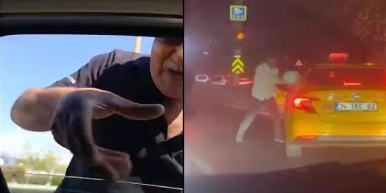 Yol verme kavgası: Yumruk ve kask havada uçuştu!