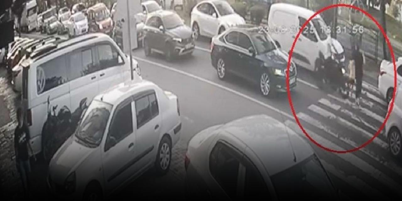Motosiklet yaya geçidindeki kadına çarptı: O anlar kamerada