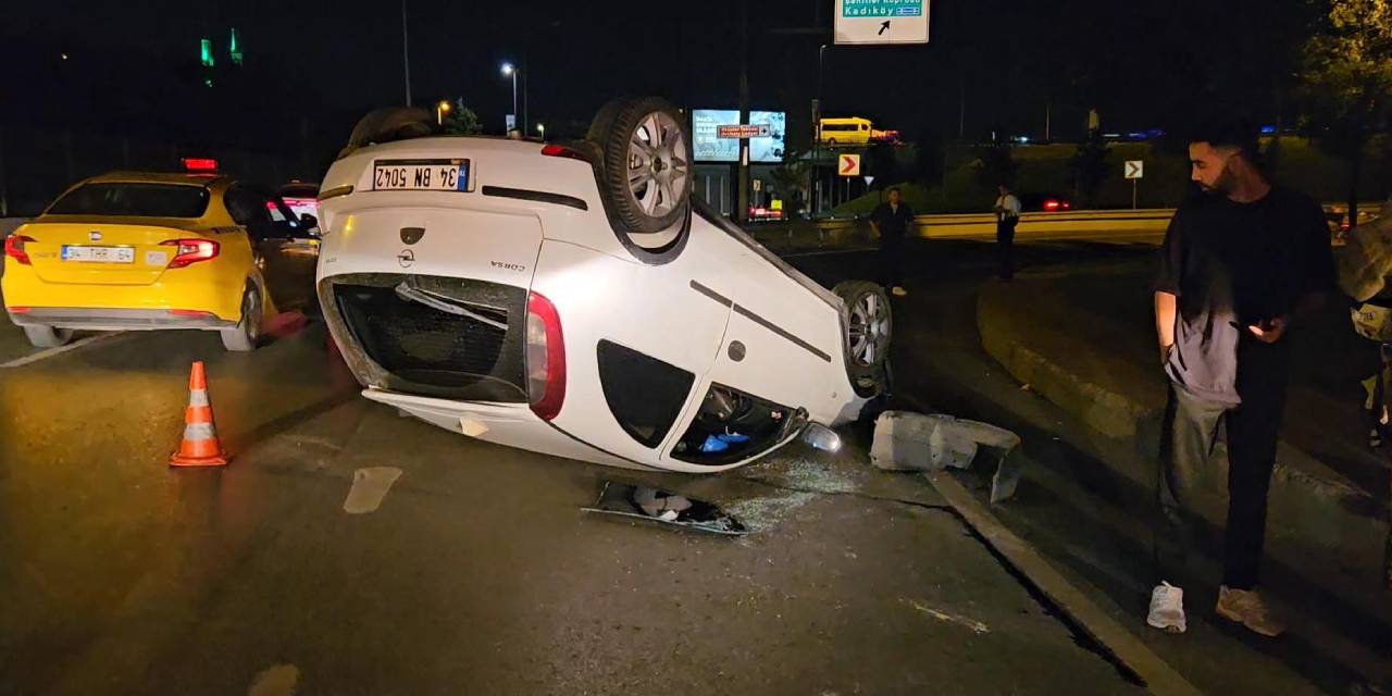 Şişli'de feci kaza! Otomobil takla attı