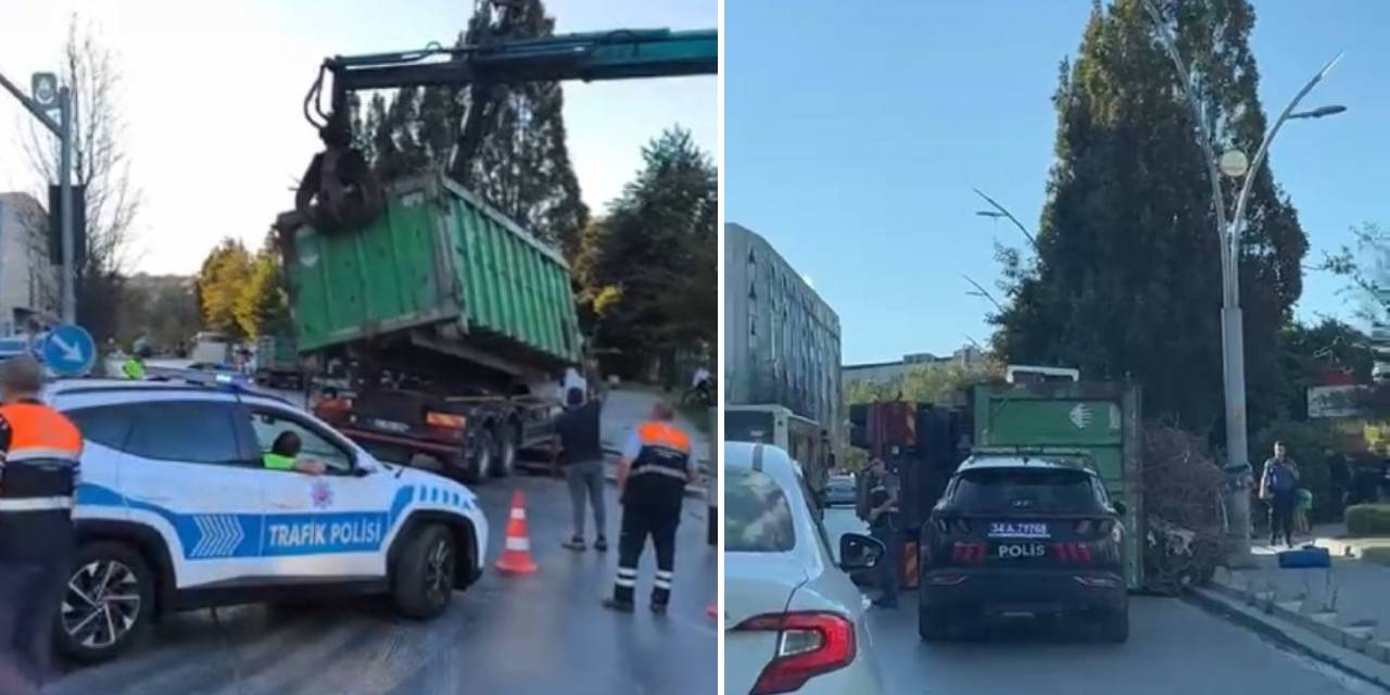 Demir yüklü kamyon devrildi: Şoför hastaneye kaldırıldı