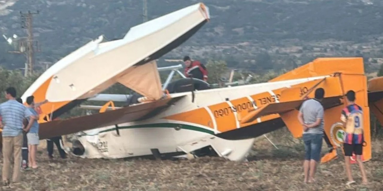 Yangın söndürme uçağı tepetaklak oldu