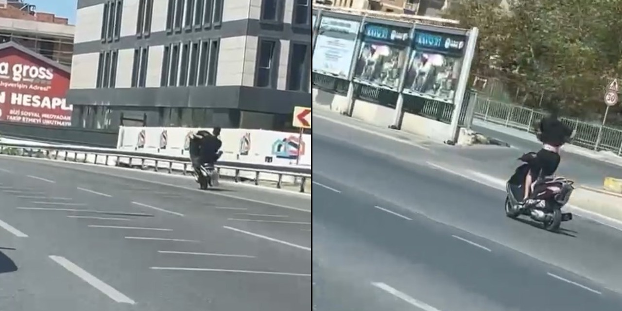 Tek teker üstünde ölümle dans! Umursamaz sürücü kameralarda