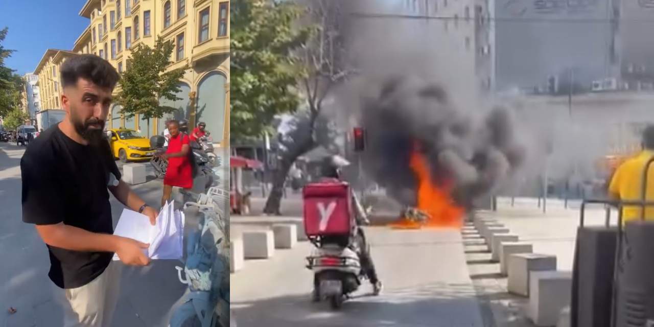 Trafikten cezasına kızdı motosikletini ateşe verdi