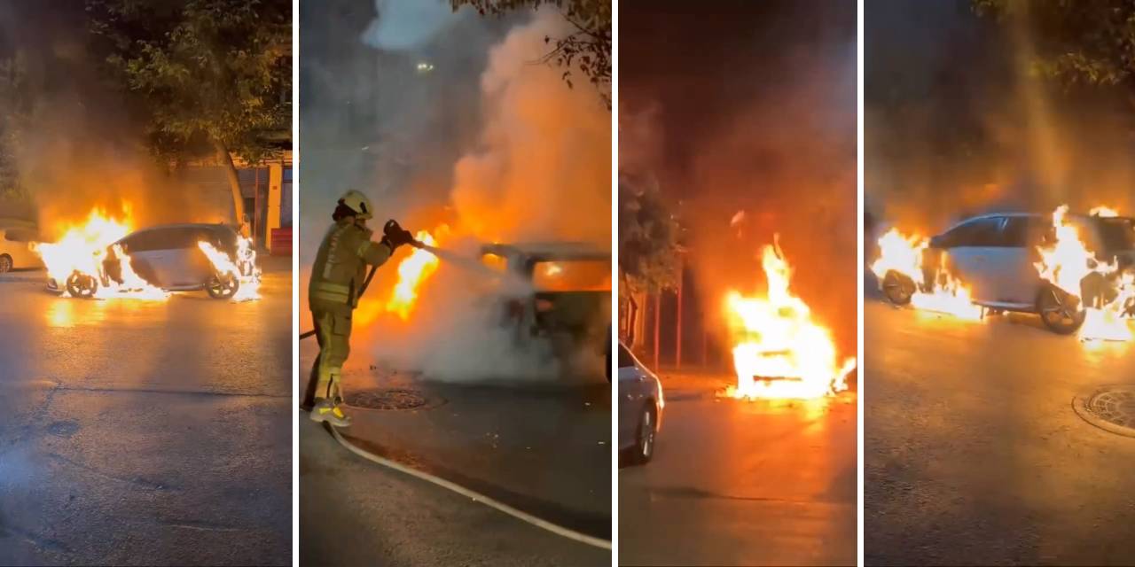 Sultangazi’de park halindeki otomobil yandı