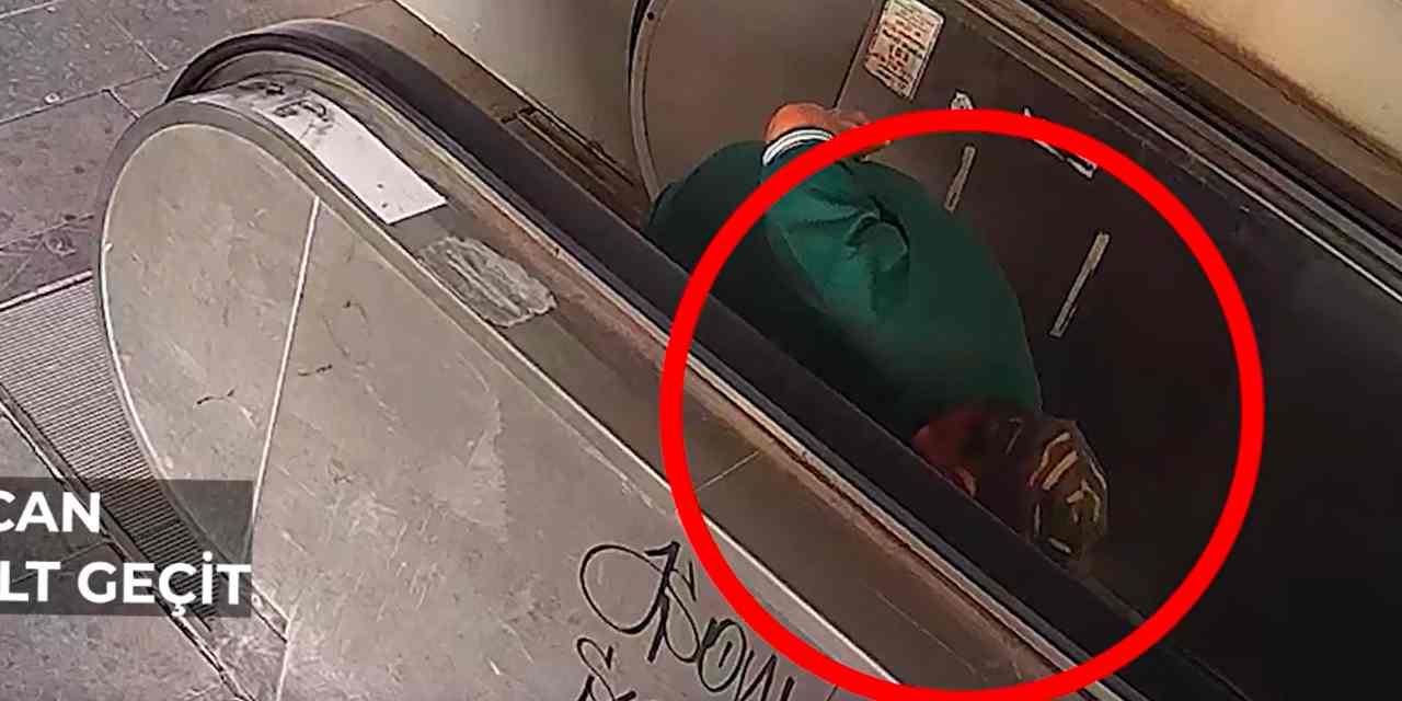 Ankara’da yürüyen merdivene sabotaj kamerada