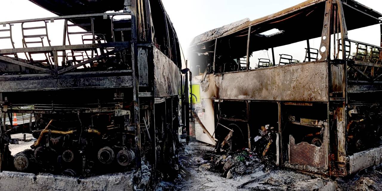 Yolcu otobüsü alev topuna döndü!