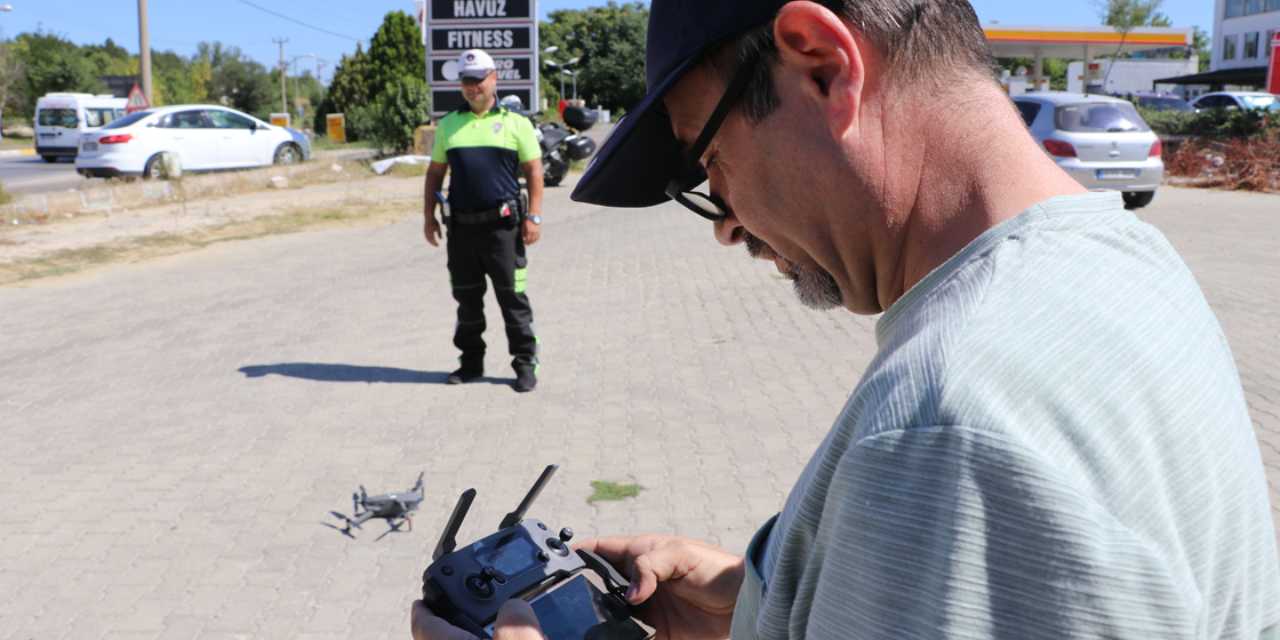Şerit ihlali yapan sürücüler dronla tespit edildi: Ceza kesildi!