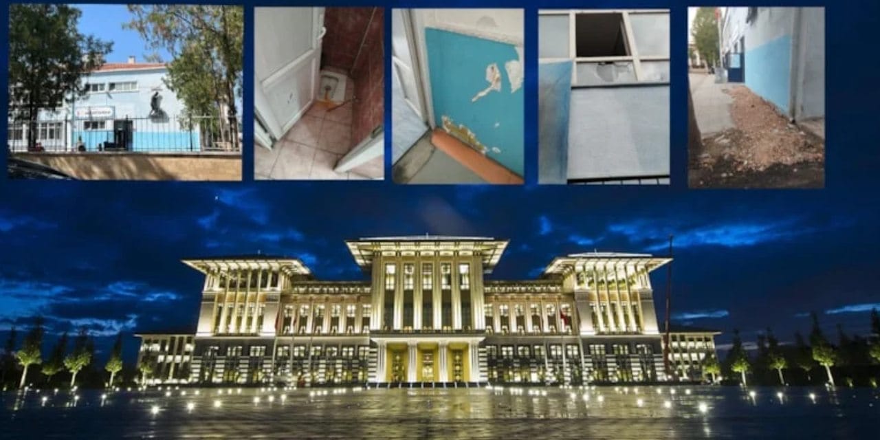 Saray'a beş dakikalık mesafedeki Gazi Ortaokulu harap halde!