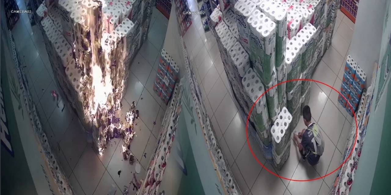 10 yaşındaki çocuk girdiği markette dehşeti yaşattı: Çakmakla kağıt havluları tutuşturdu