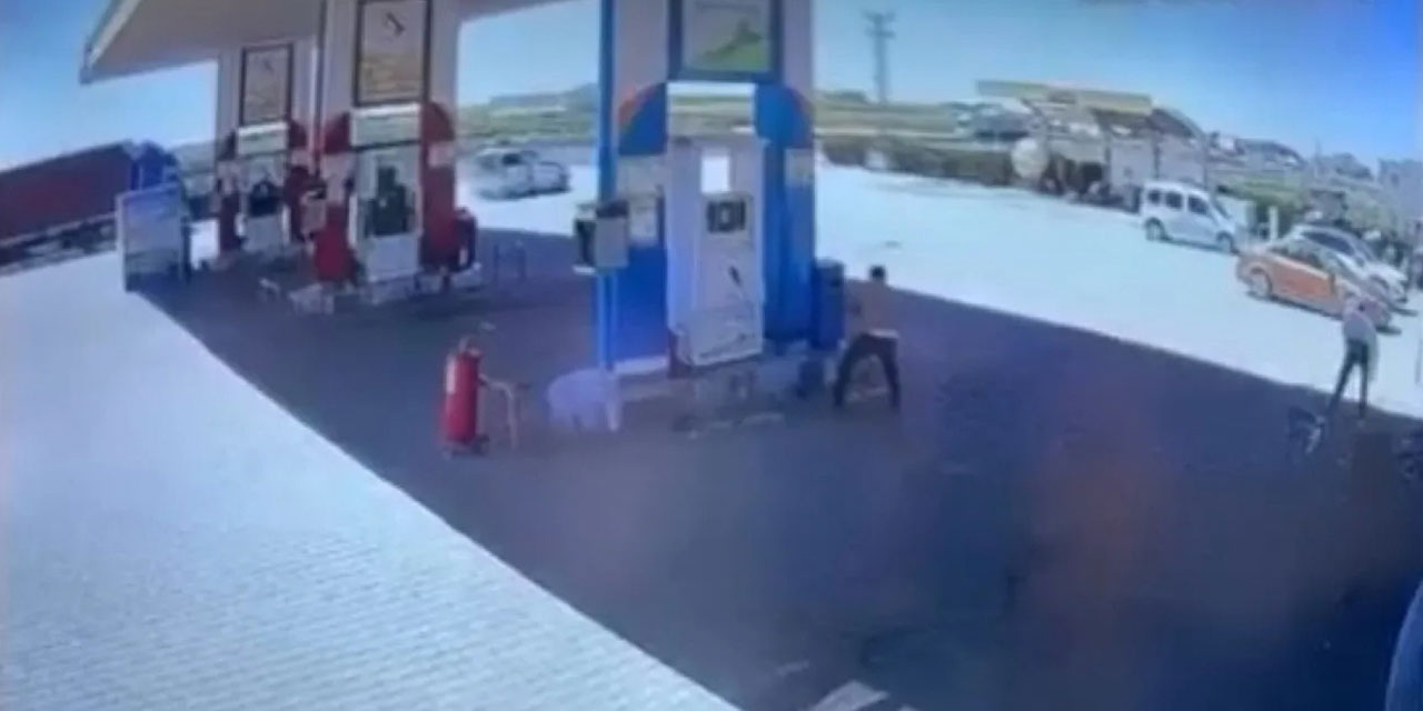 Akaryakıt istasyonunda dehşet anları! Ortalık savaş alanına döndü