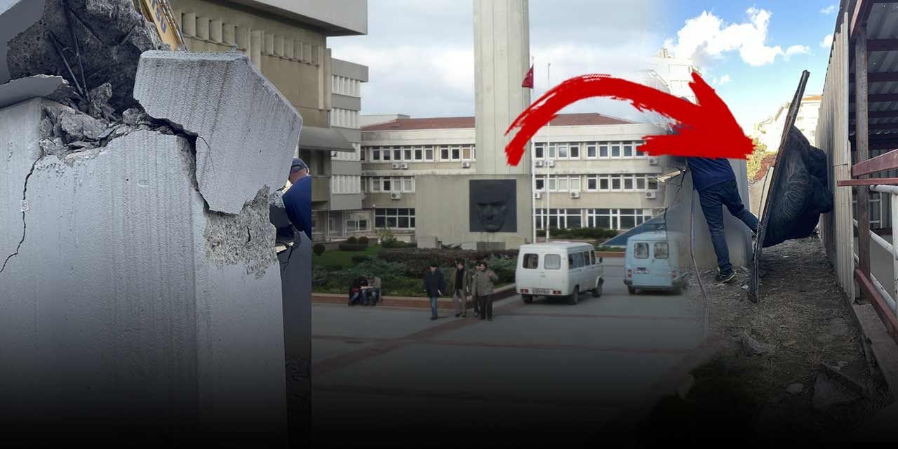 Kayyumun yönettiği Boğaziçi'nde Atatürk büstü yıkıldı!