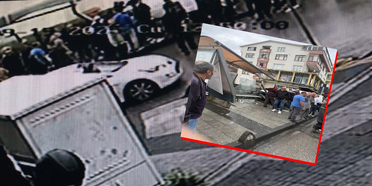 El frenini çekmeyi unuttu otobüs durağına daldı!
