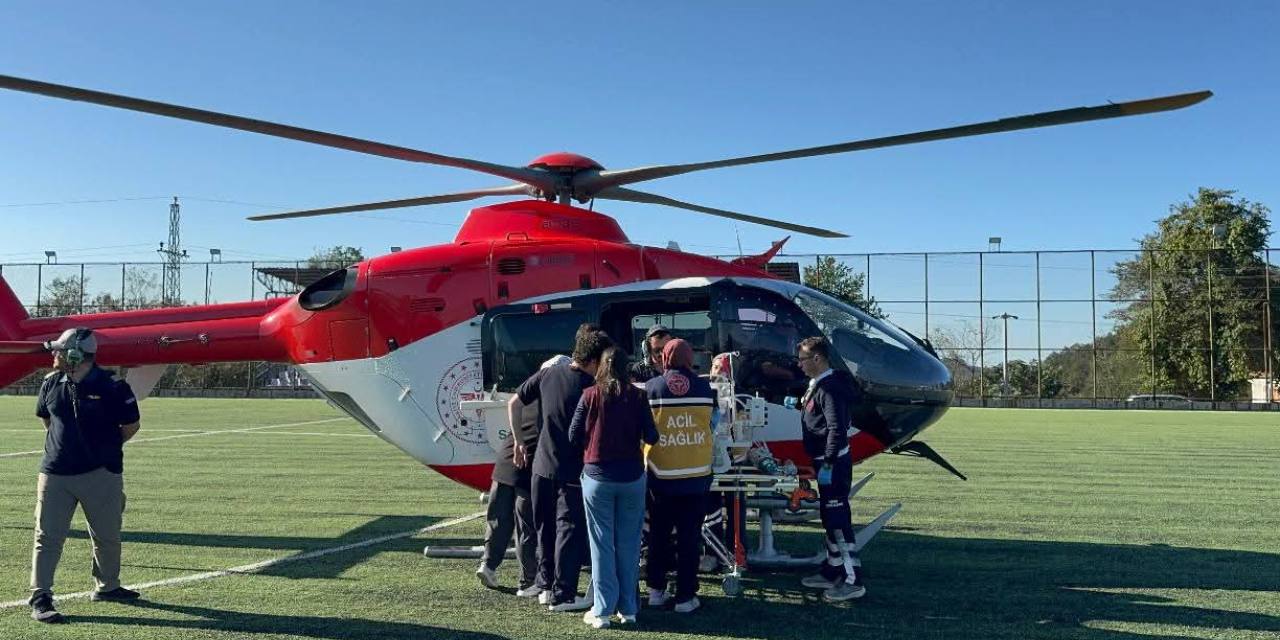 Ambulans helikopter yeni doğan bebek için havalandı