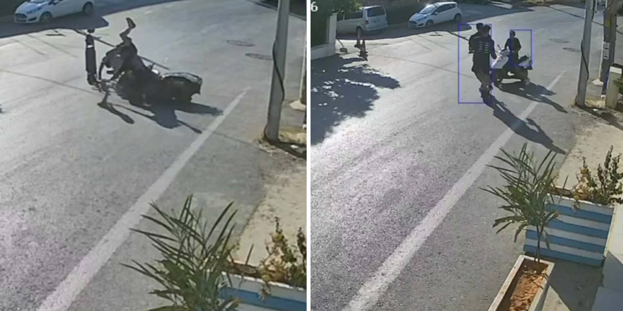 Skuter ile motosikletin çarpıştığı kaza kamerada