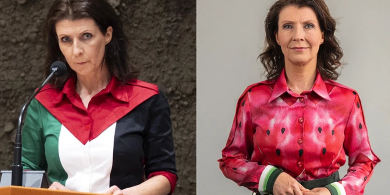 Hollandalı milletvekiline " Filistin bayrağı olmaz" dediler karpuz tişörtüyle  geri geldi