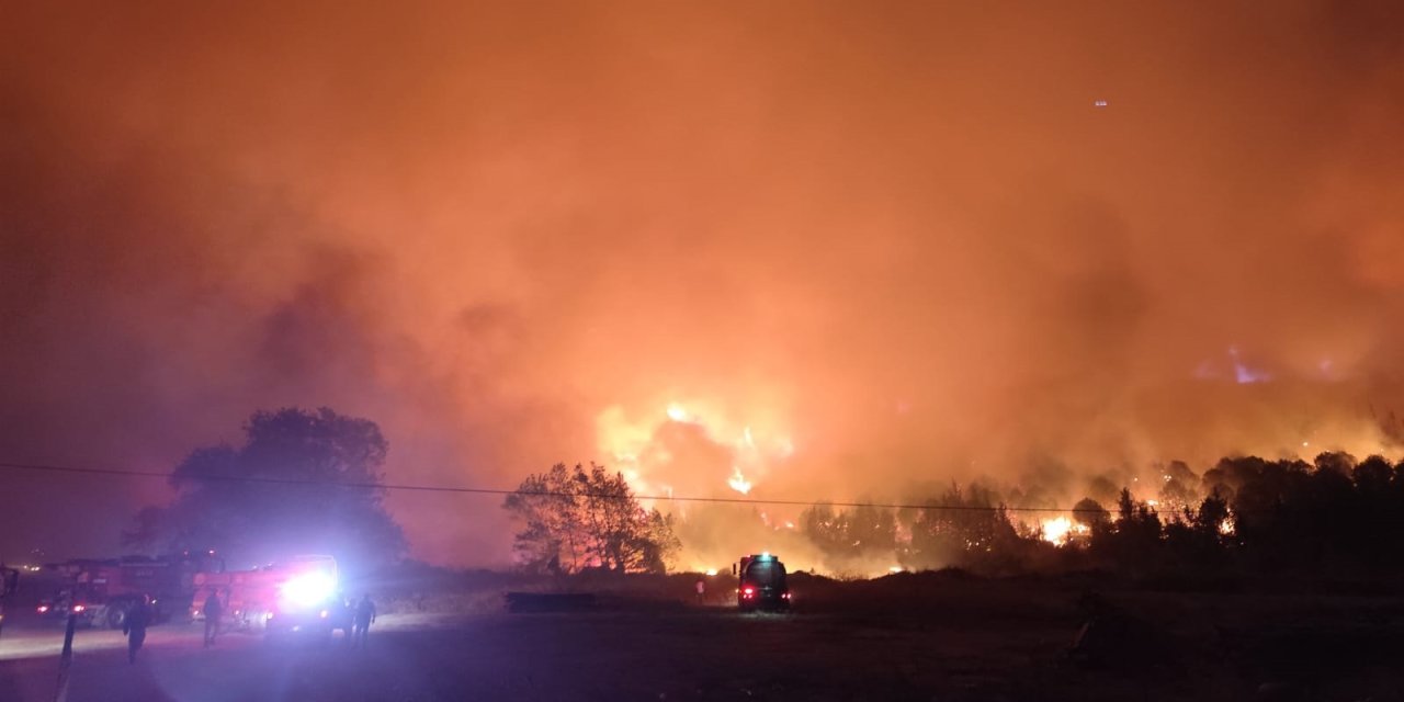 Bursa'da korkutan yangın! Alevler göğü kızıla boyadı