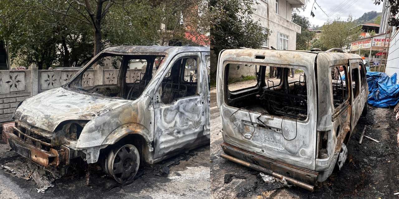 Samsun'da şehit babasının aracı kundaklandı!