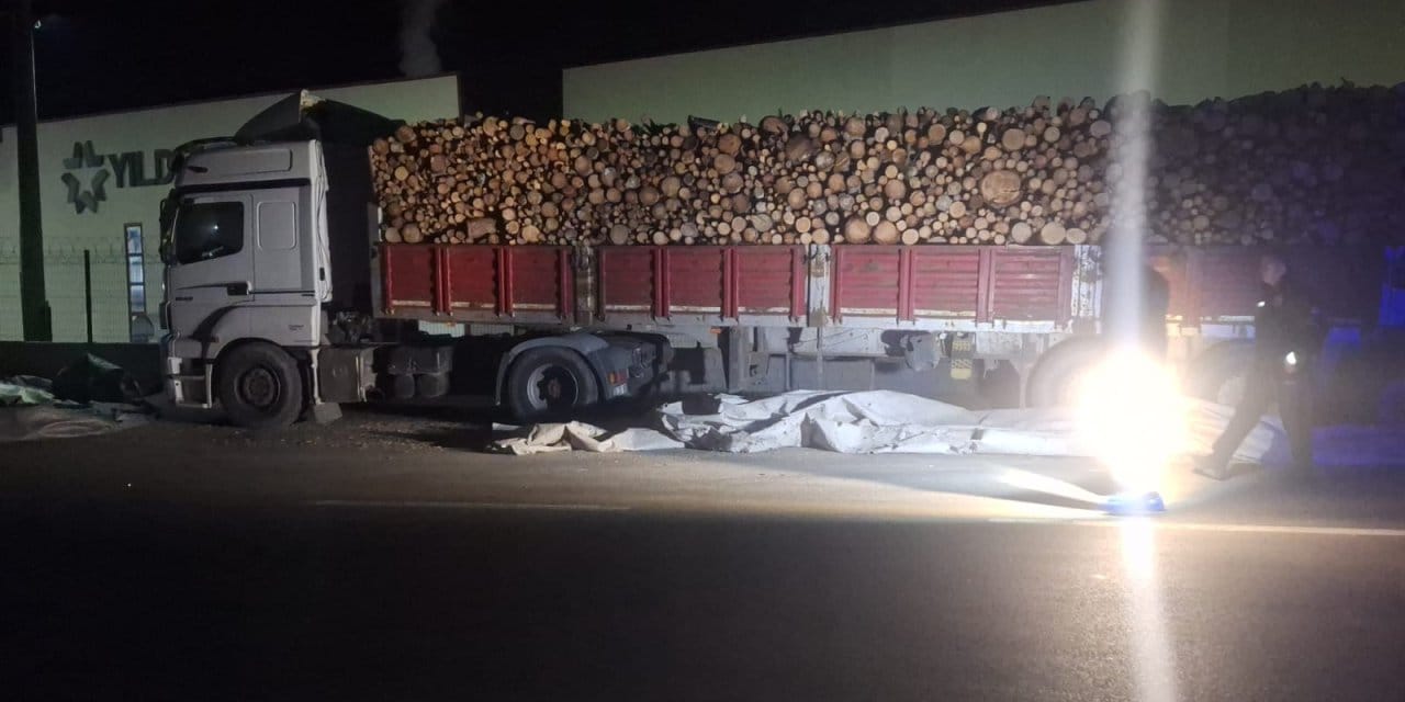 TIR'ın yanında branda katlamak isterken canından oldu