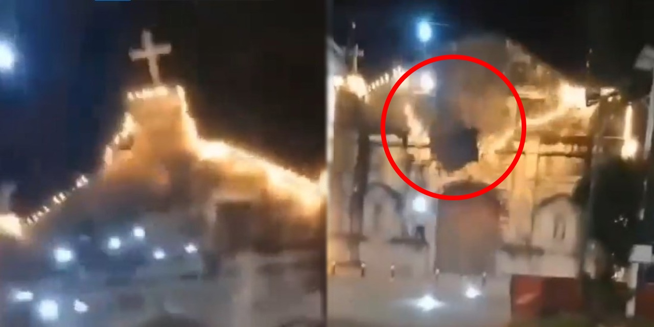 Depremden korkunç görüntüler: Kilisenin devrilmesi anbean kameraya yansıdı