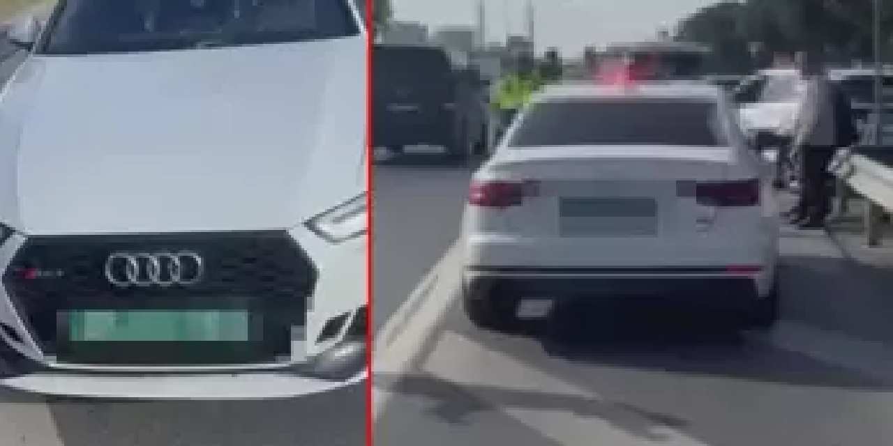 Sahte plakalı çakarlı aracıyla emniyet şeridinde yakalandı: Ehliyetine el konuldu!
